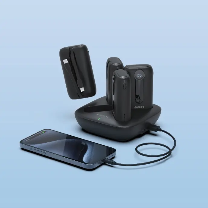 فروشگاه آنلاین نخلینو   - پاوربانک استیشن چهار در یک 10000 میلی آمپر پرودو مدل PBFCH043